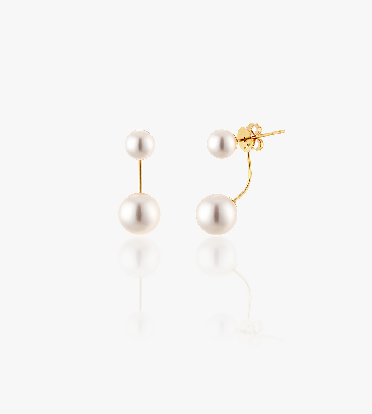 Modern Dual Pearl Drop Earrings – Minimal Gold Accent Design