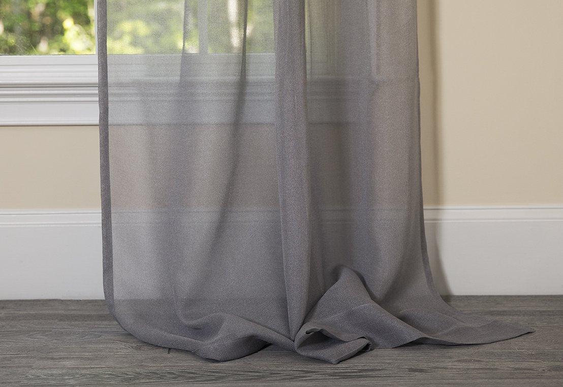 ML16605 Morning Mist Sheer Rod Pocket Curtain Panel 52x96 Gray