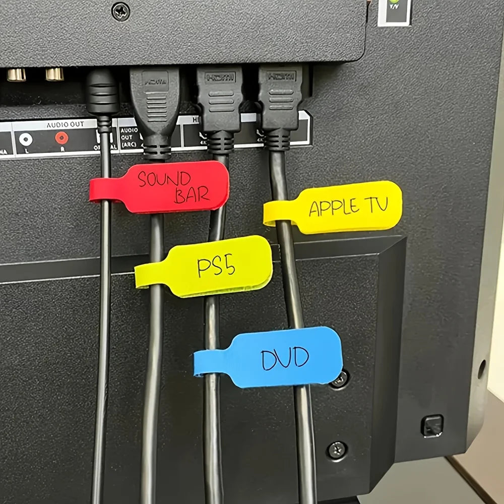 10/30/50pcs Reusable Waterproof Cable Labels Color-Coded Organizer