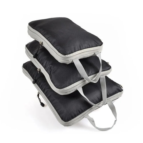 3Pcs/set Black/Blue/Grey Compressible Travel Storage Bag Portable