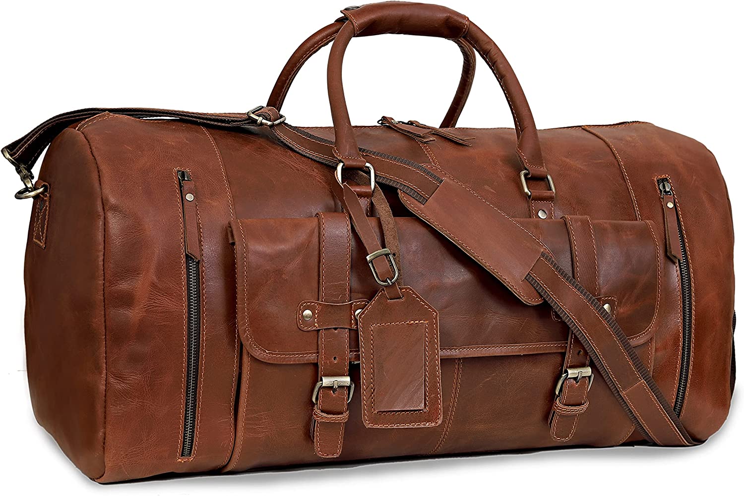 Duffel Bag Buffalo Leather CHAD brown travel bag holdall