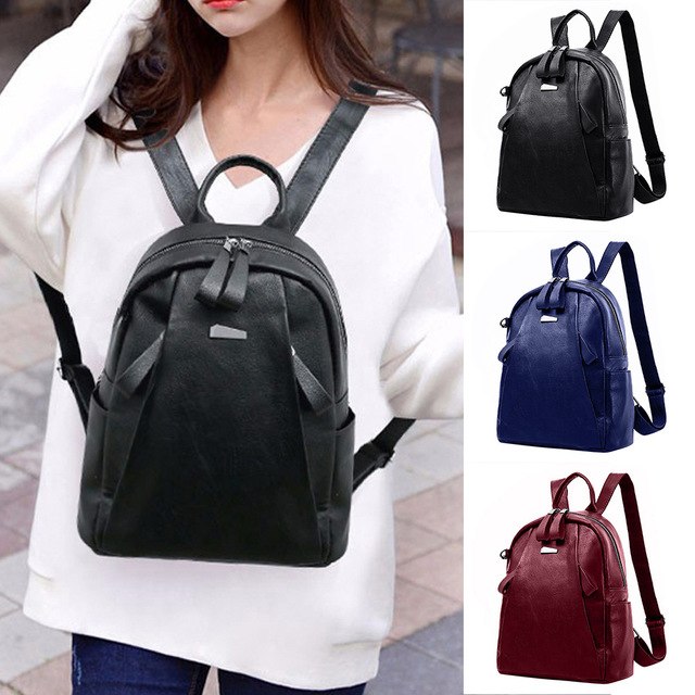 black leather backpack for girls Fashion Backpack Women lady Girl Leather