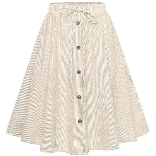 Allonly Women’s A-Line High Waisted Button Front Drawstring