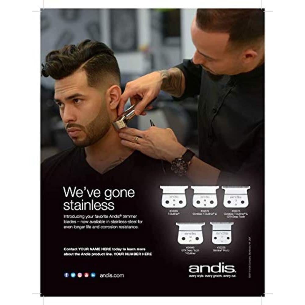 Andis 04575 Cordless T-Outliner Li Trimmer Stainless Steel