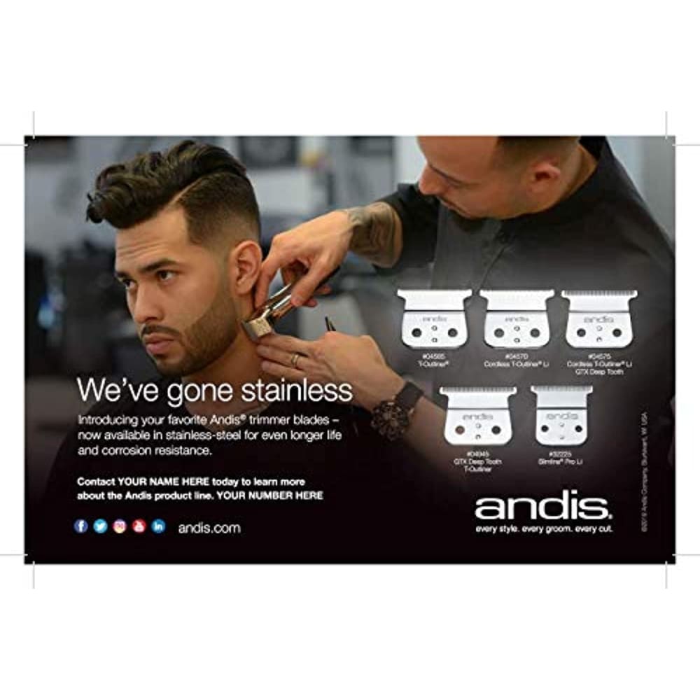 Andis 04575 Cordless T-Outliner Li Trimmer Stainless Steel
