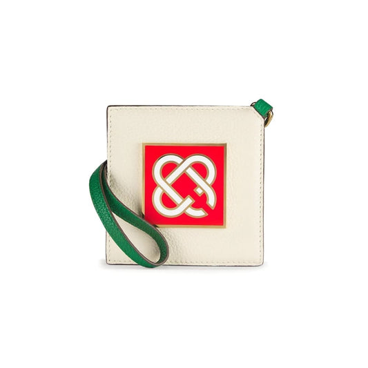 Casablanca Diamond Leather Card Holder - green and white