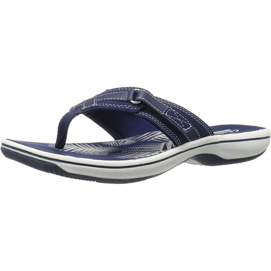 Clarks Womenβs Summer Breeze - 5 / New Navy Synthetic - Back
