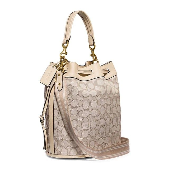 COACH Field Jacquard Bucket Bag Stone - bags
