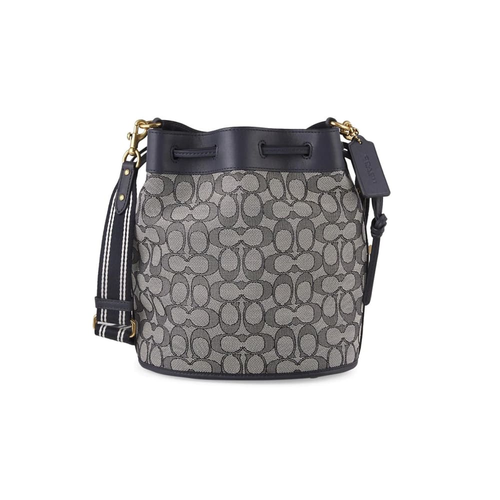 COACH Field Jacquard Bucket Bag Stone - bags / Navy