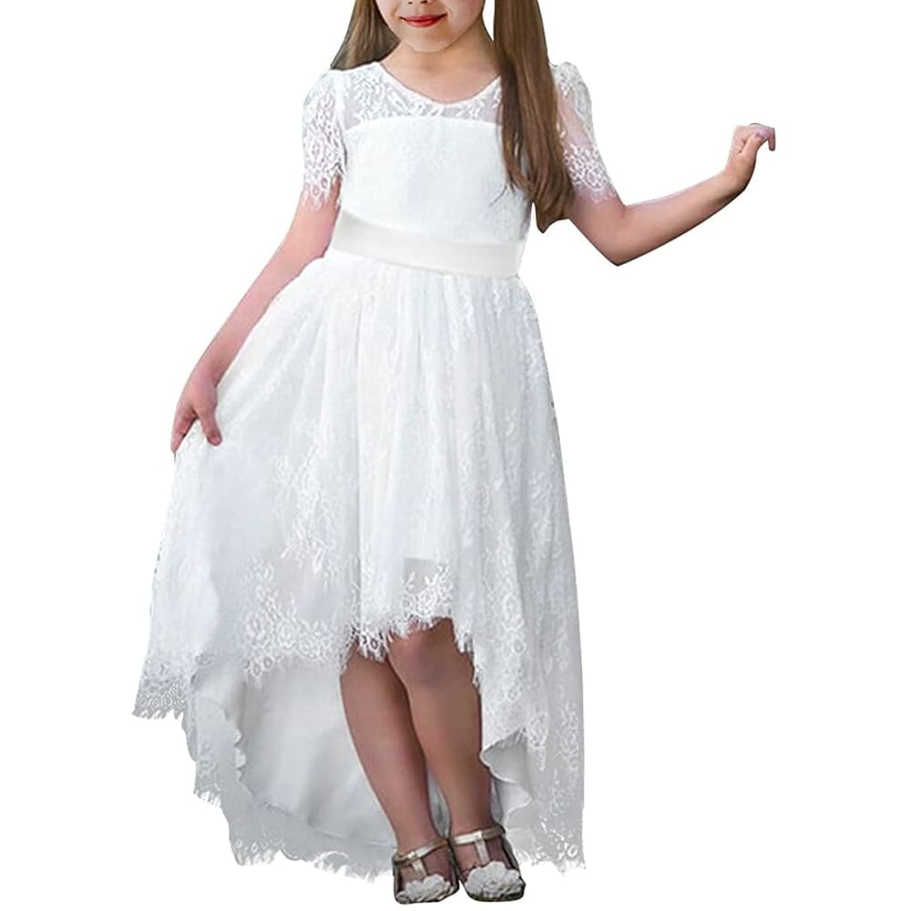 Fancy Ivory White Lace Flower Girl|First Communion