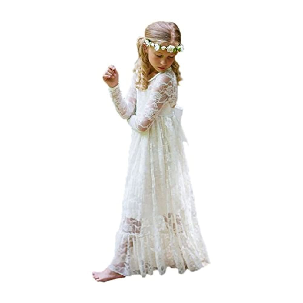 Fancy Ivory White Lace Flower Girl|First Communion
