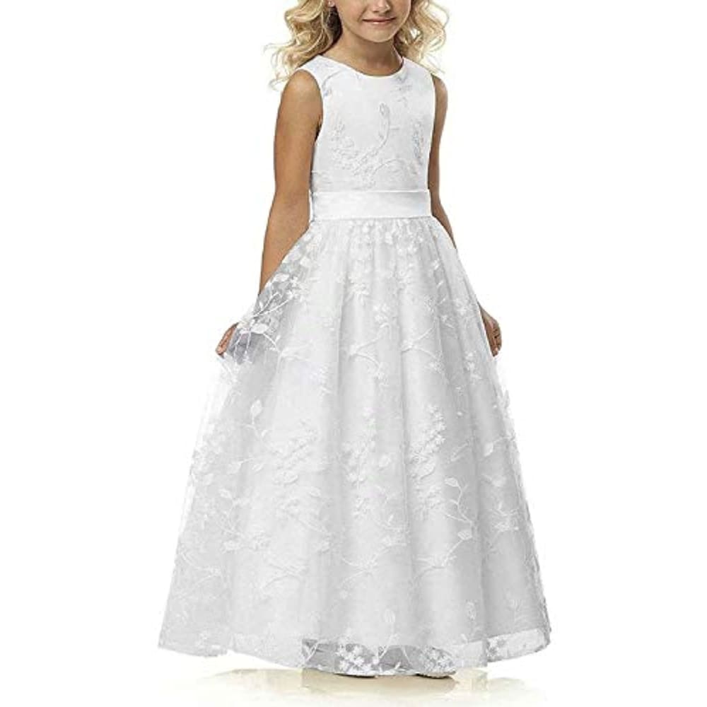 First Communion Dress |A line Wedding Pageant Lace Flower