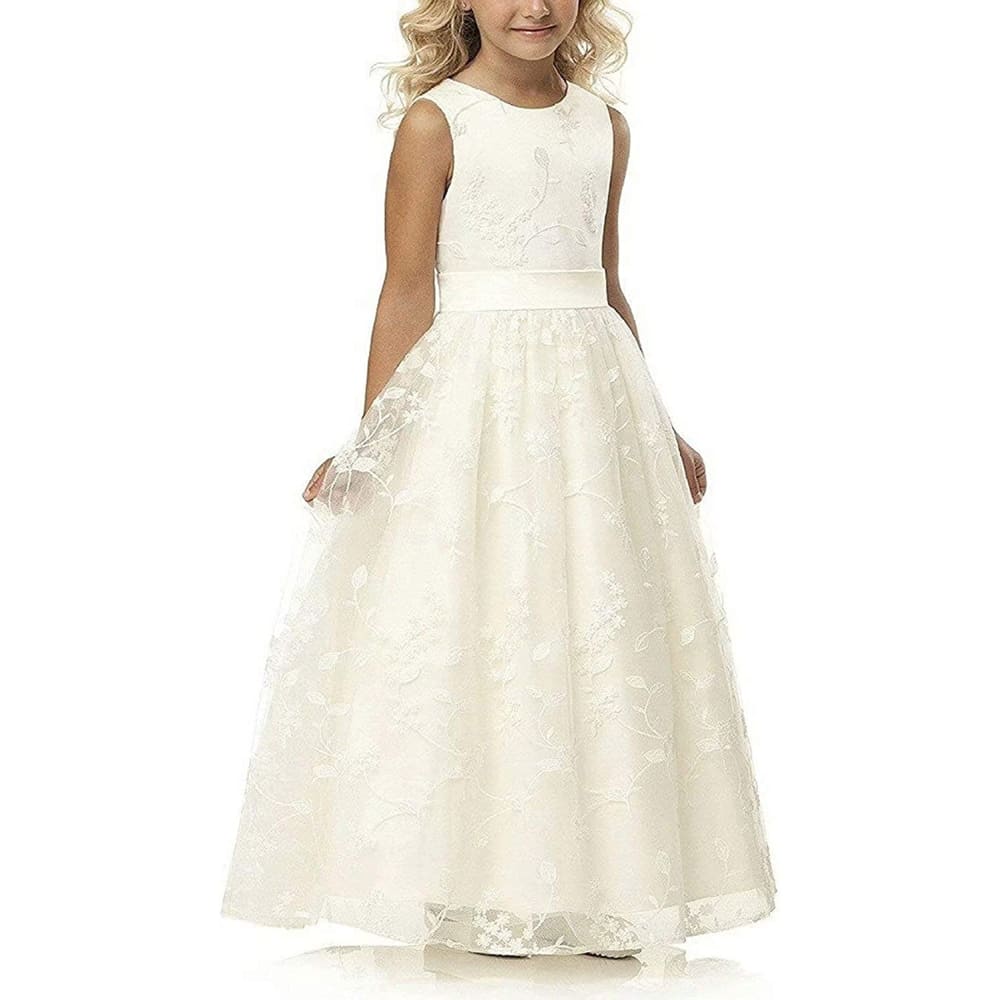 First Communion Dress |A line Wedding Pageant Lace Flower