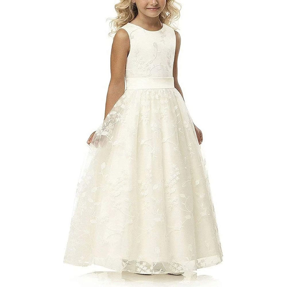 First Communion Dress |A line Wedding Pageant Lace Flower 