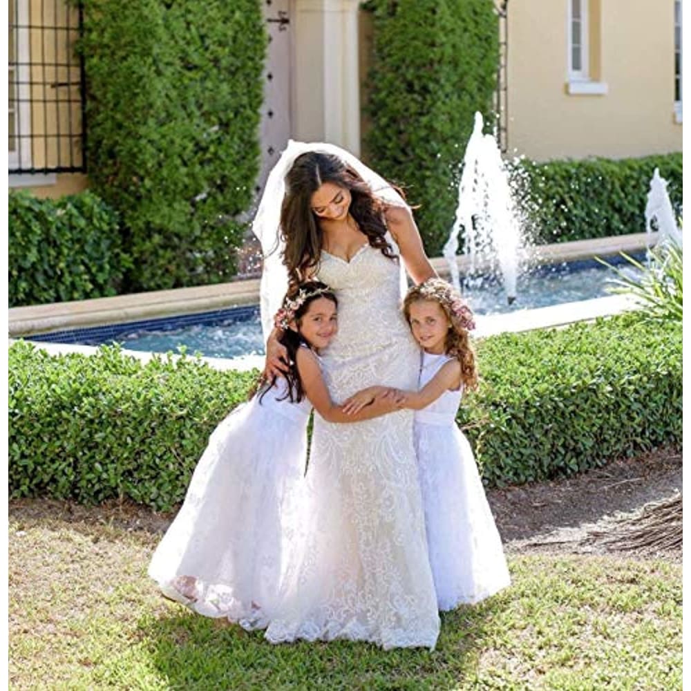 First Communion Dress |A line Wedding Pageant Lace Flower 