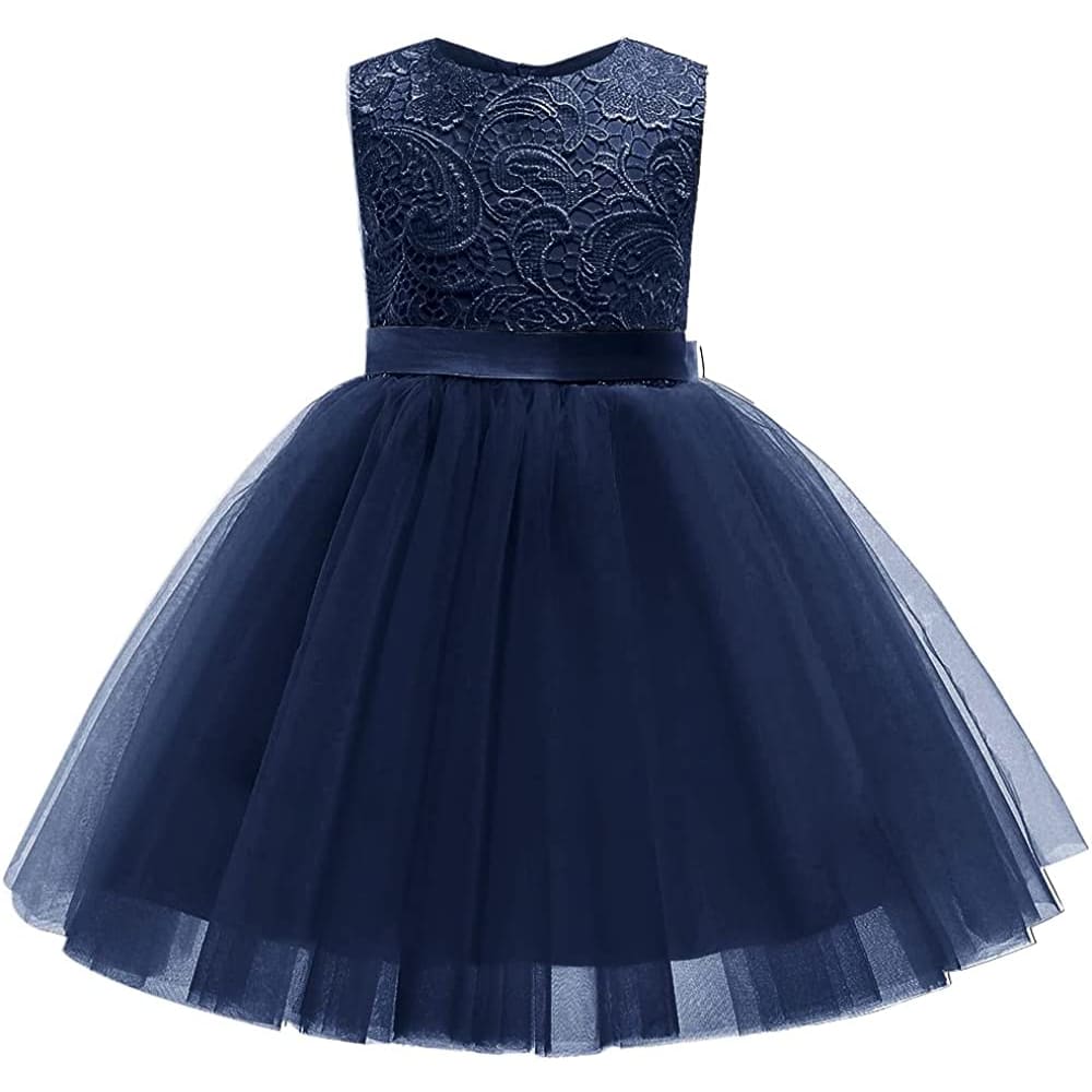 Flower Girl Dress Long Sleeves Lace Top Tulle Skirt Girls
