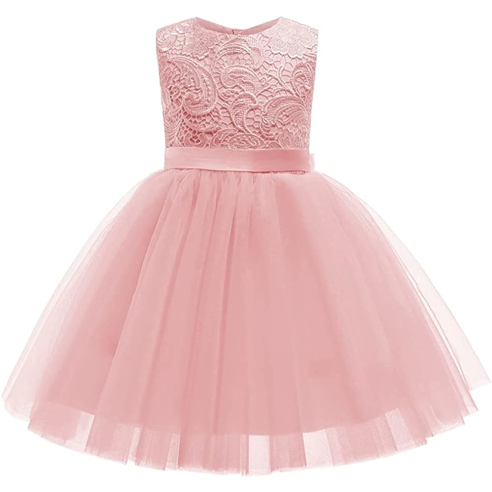 Flower Girl Dress Long Sleeves Lace Top Tulle Skirt Girls