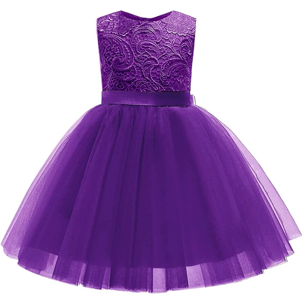 Flower Girl Dress Long Sleeves Lace Top Tulle Skirt Girls
