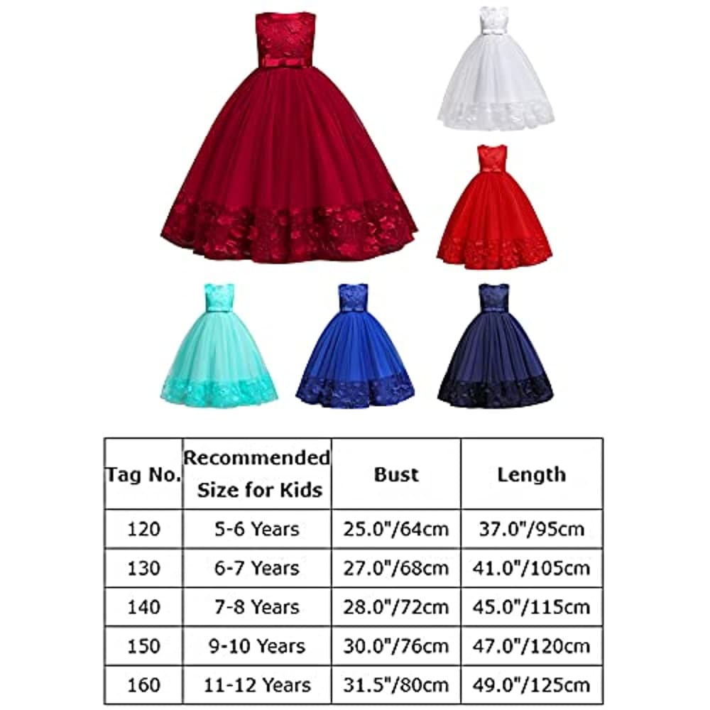 Flower Girls Princess Floral Lace Embroidered Star Pageant