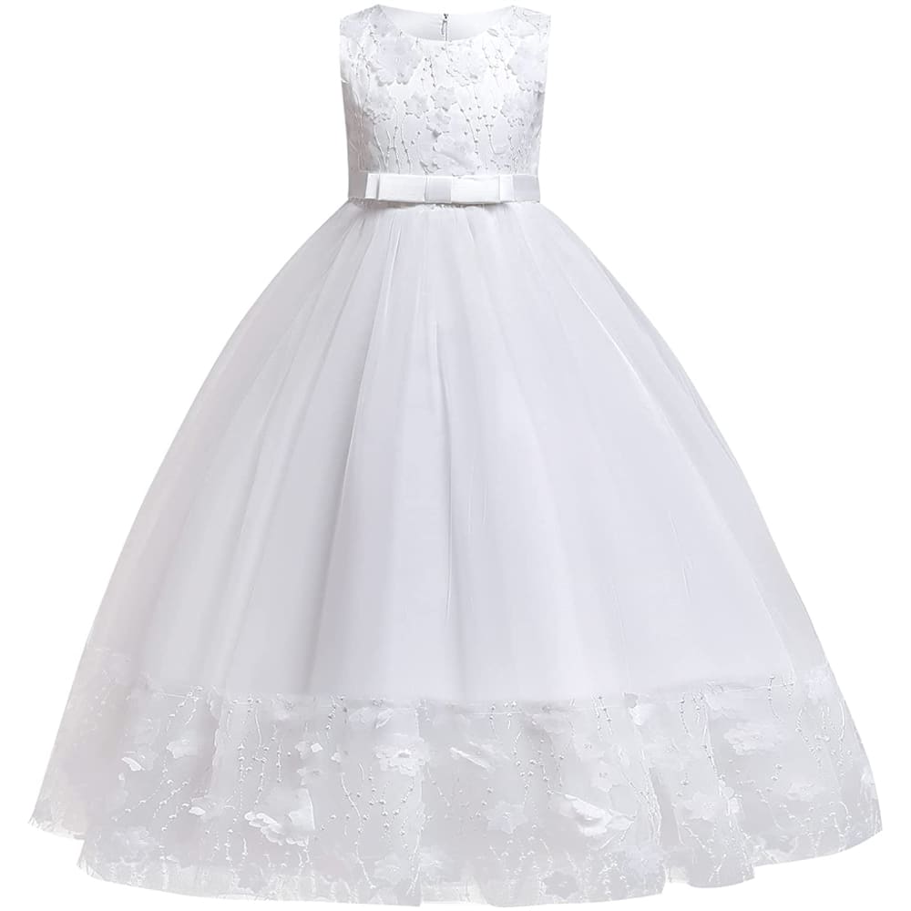 Flower Girls Princess Floral Lace Embroidered Star Pageant 