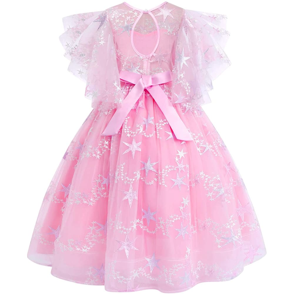 Flower Girls Princess Floral Lace Embroidered Star Pageant
