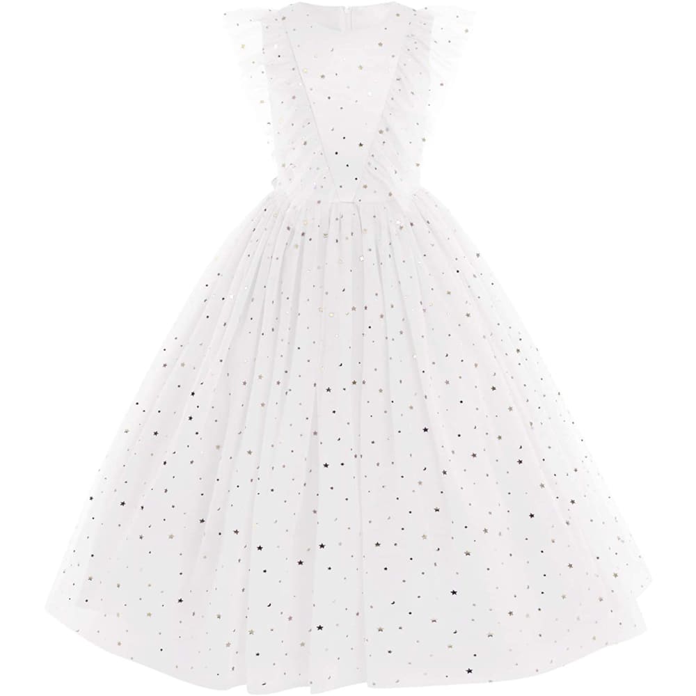 Flower Girls Princess Floral Lace Embroidered Star Pageant