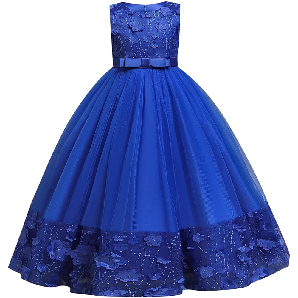 Flower Girls Princess Floral Lace Embroidered Star Pageant