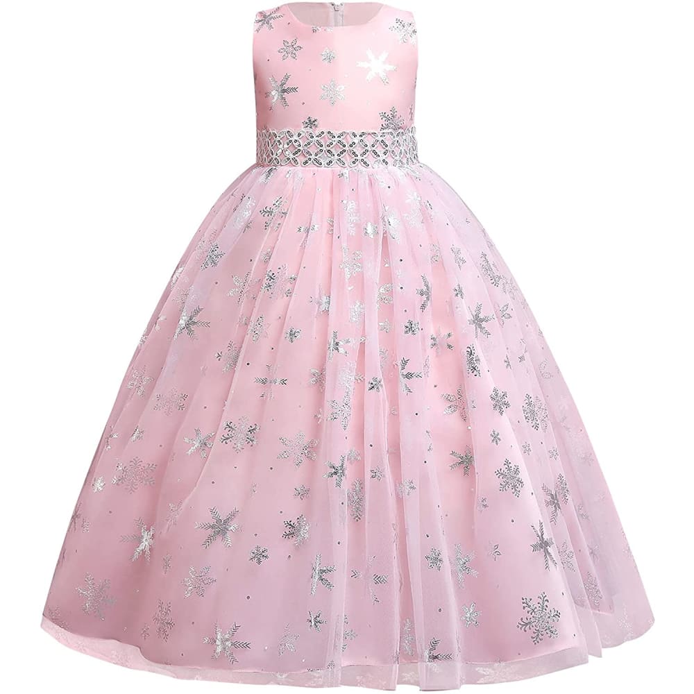 Flower Girls Princess Floral Lace Embroidered Star Pageant