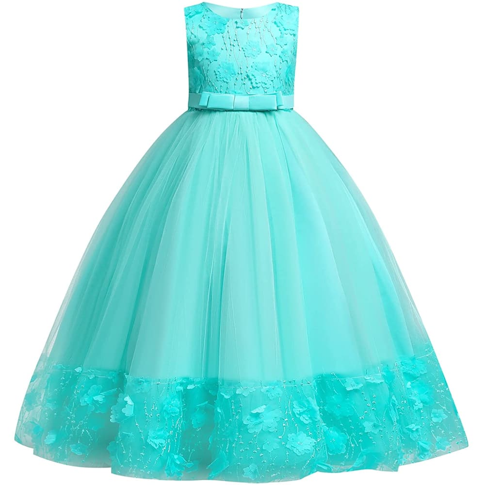 Flower Girls Princess Floral Lace Embroidered Star Pageant