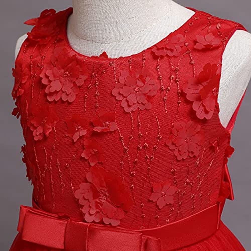 Flower Girls Princess Floral Lace Embroidered Star Pageant