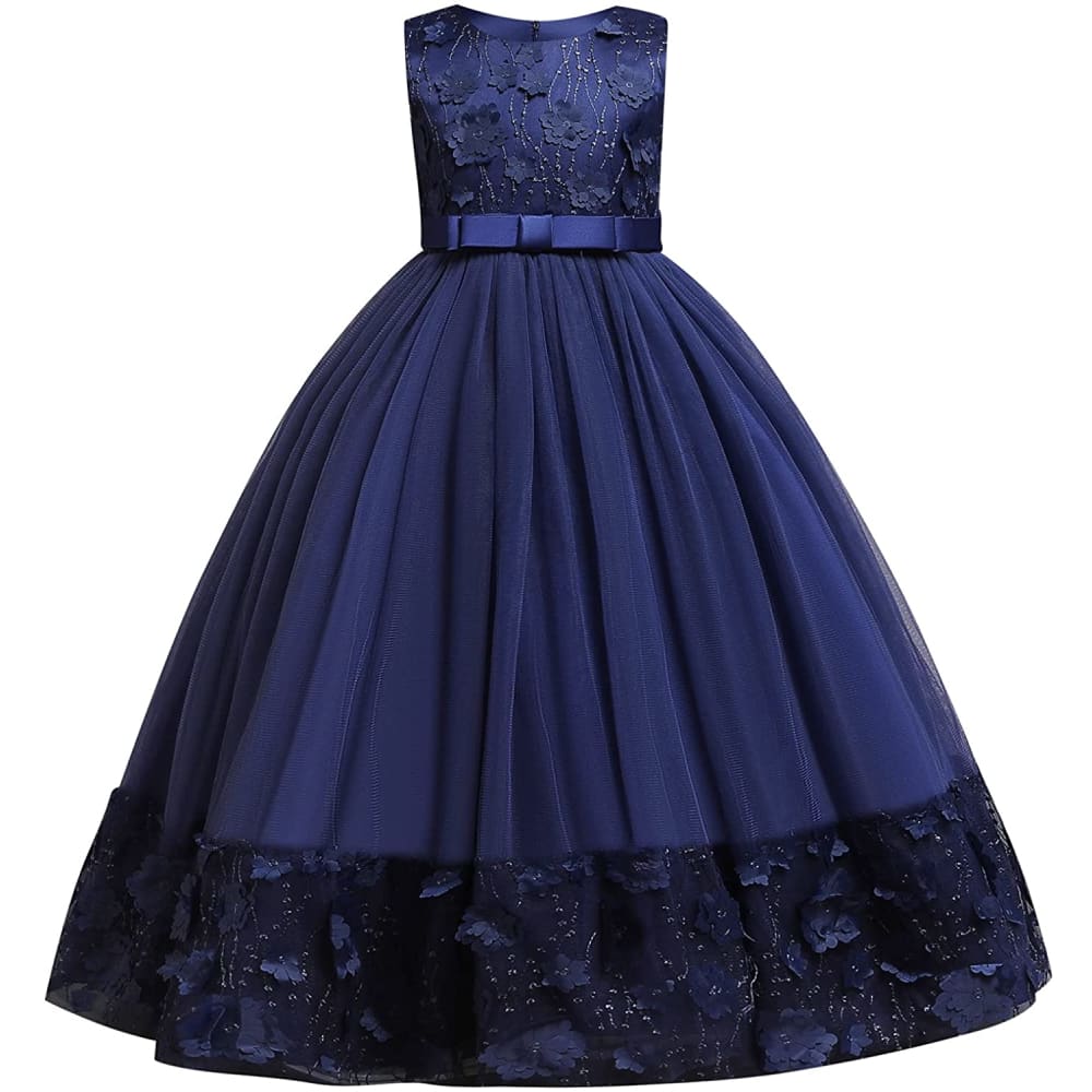 Flower Girls Princess Floral Lace Embroidered Star Pageant