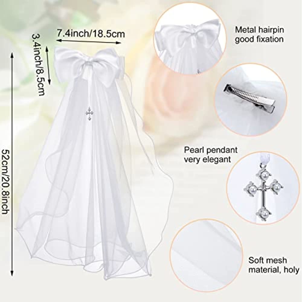 Girls First Holy Communion Accessories 4 Pcs Bow and Dangle
