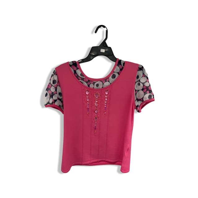 Gizel Woman Fashionable top - blue white and pink /