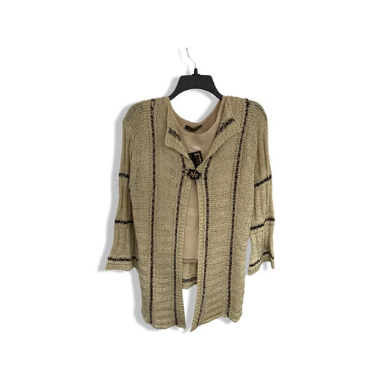 Gizel Women Cardigan G0805 - Large / beige and dark brown