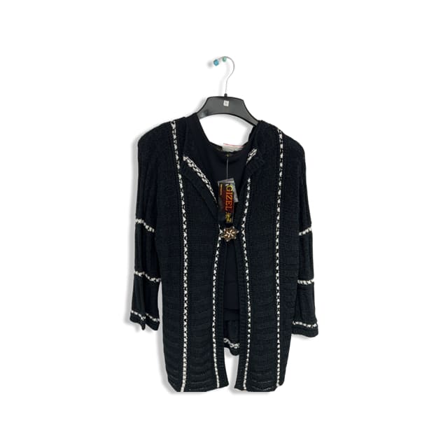 Gizel Women Cardigan G0805 - xlarge / Black with white