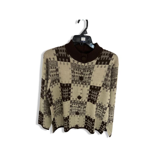 Gizel Women Cardigan Mock Neckline G0407 - large / brown