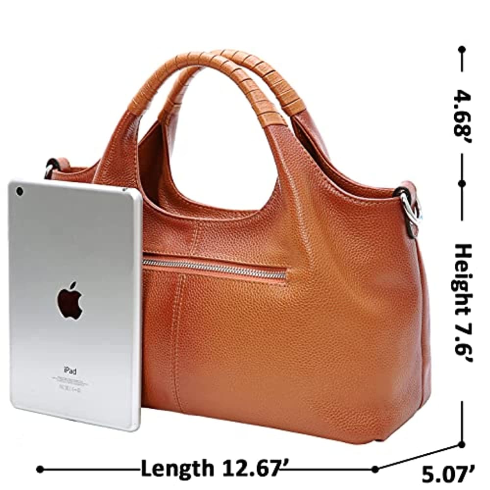 Iswee Womens Genuine Leather Handbags Tote Bag Shoulder Top