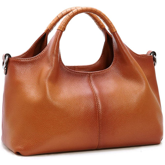 Iswee Womens Genuine Leather Handbags Tote Bag Shoulder Top