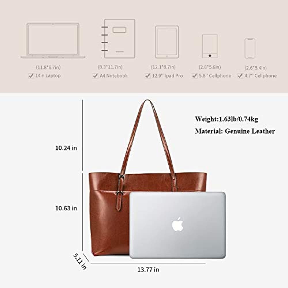Kattee Vintage Genuine Leather Tote Shoulder Bag for Women