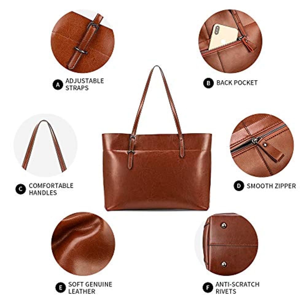 Kattee Vintage Genuine Leather Tote Shoulder Bag for Women
