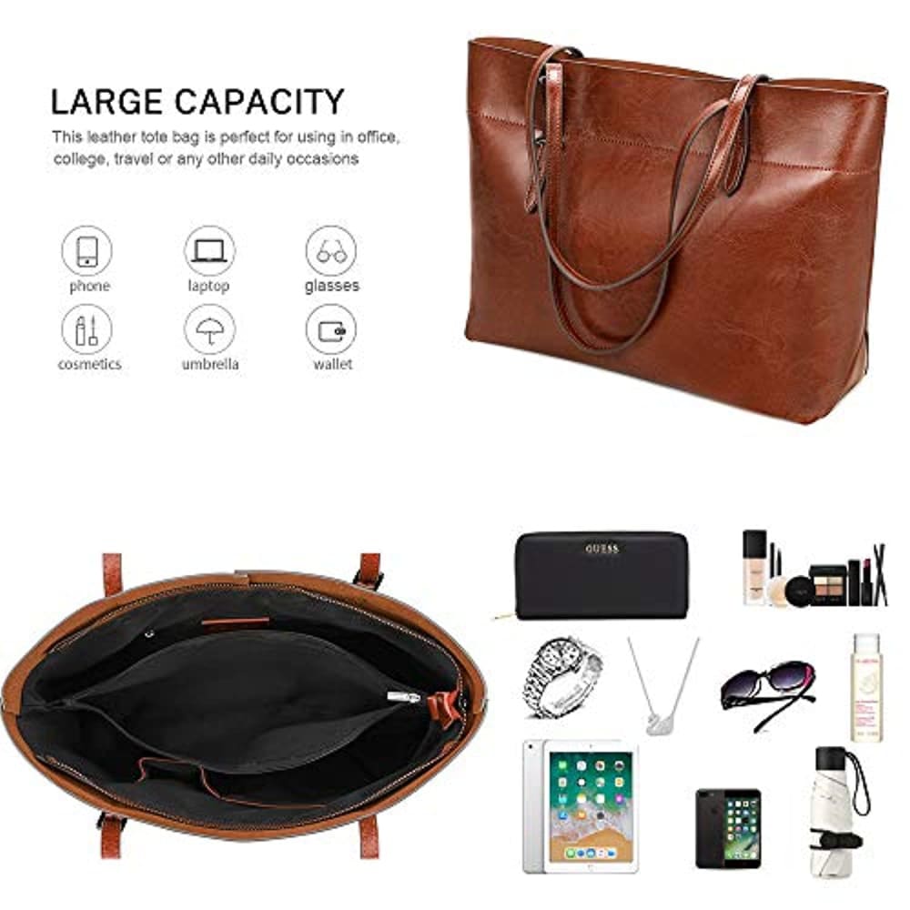 Kattee Vintage Genuine Leather Tote Shoulder Bag for Women