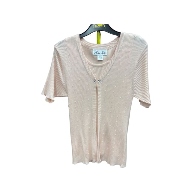 KEKE SILK Mock Neckline Sleeve less Sweater with long