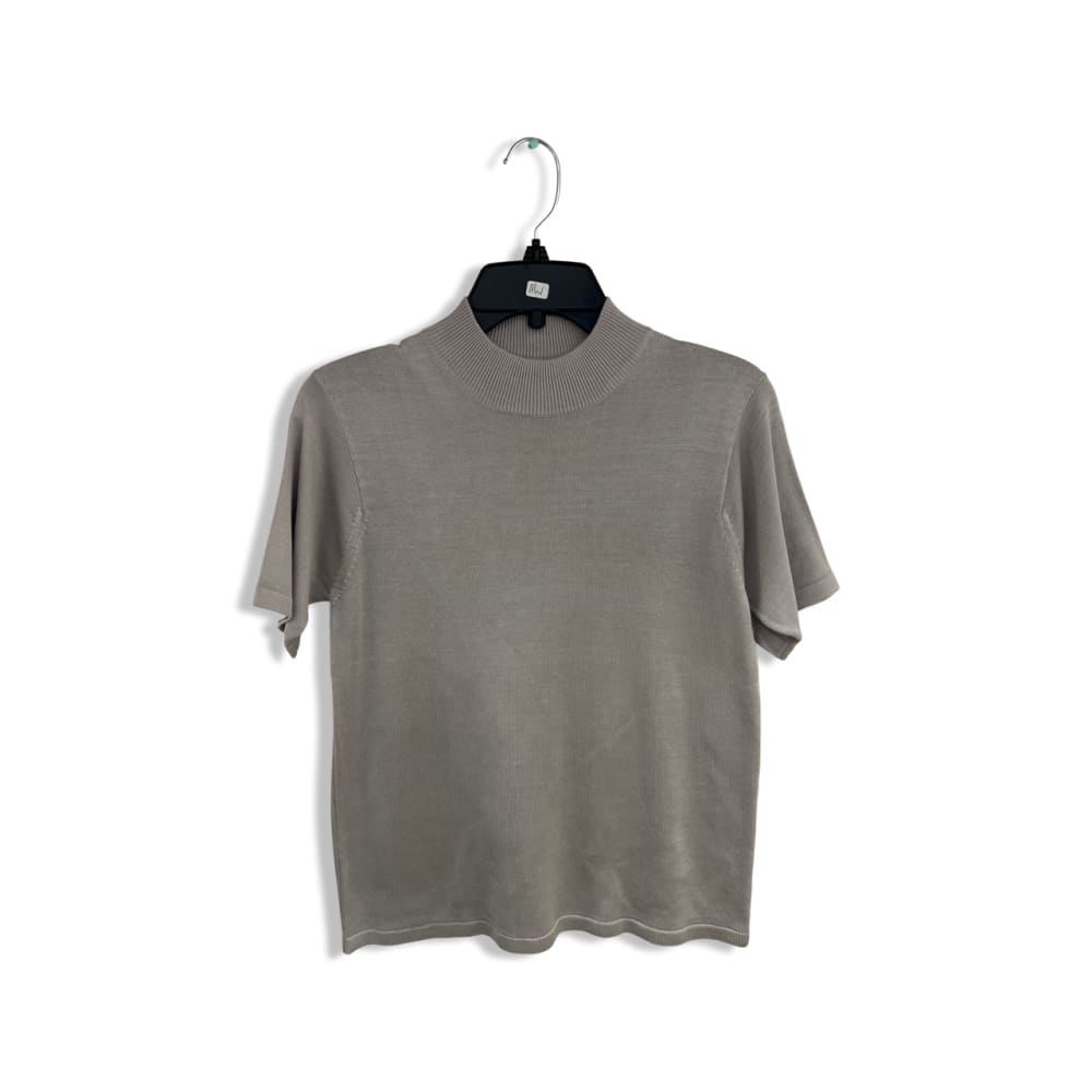 Kevo Women’s Silk Mock Neckline Short Sleeve Sweater -