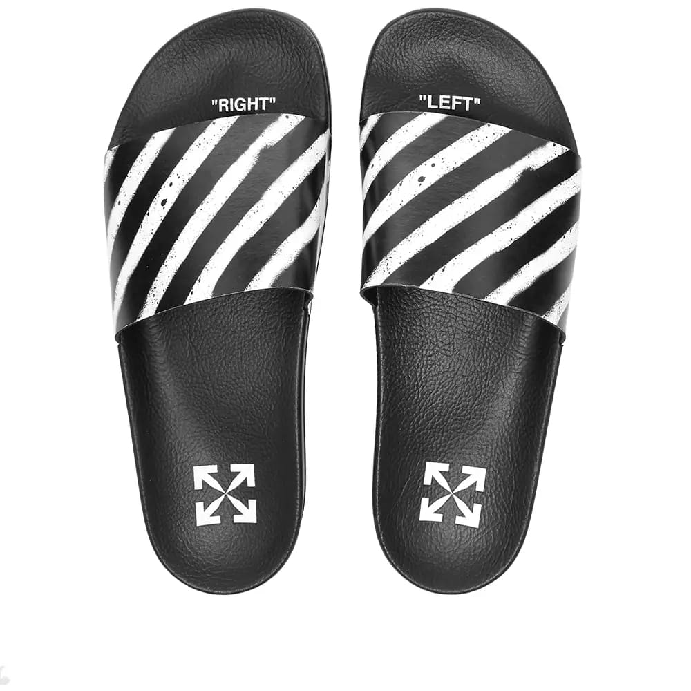 OFF-WHITE DIAGONAL STRIPES SLIDER - UK 7 / Black & White