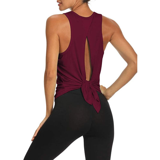Open Back Shirts Gym Workout Clothes Tie Musle Tank for