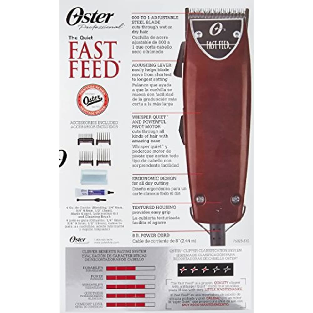 OSTER Fast Feed Adjustable Pivot Motor Clipper 76023-510 -