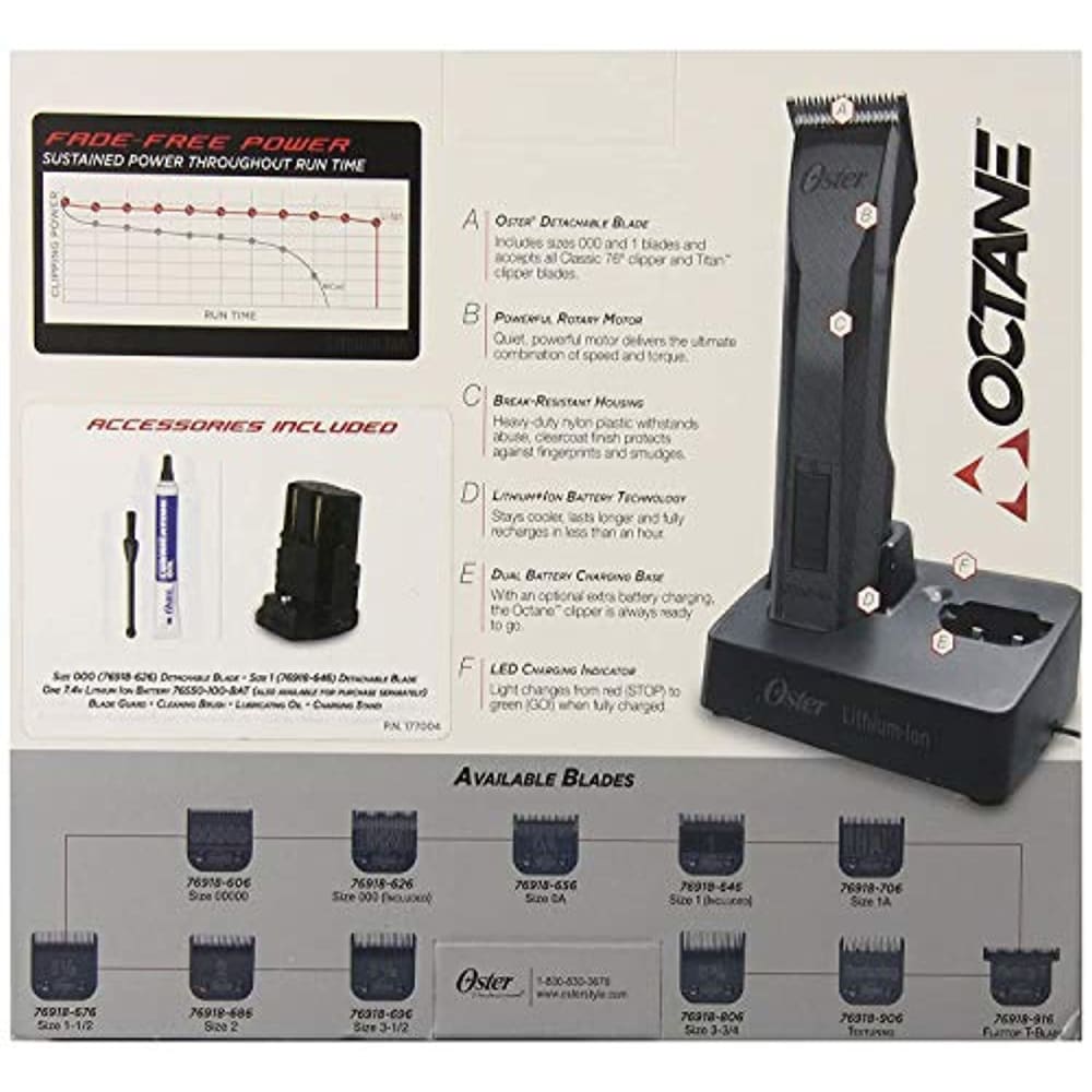 Oster Professional 76550-100 Octane Cordless Clipper + 1