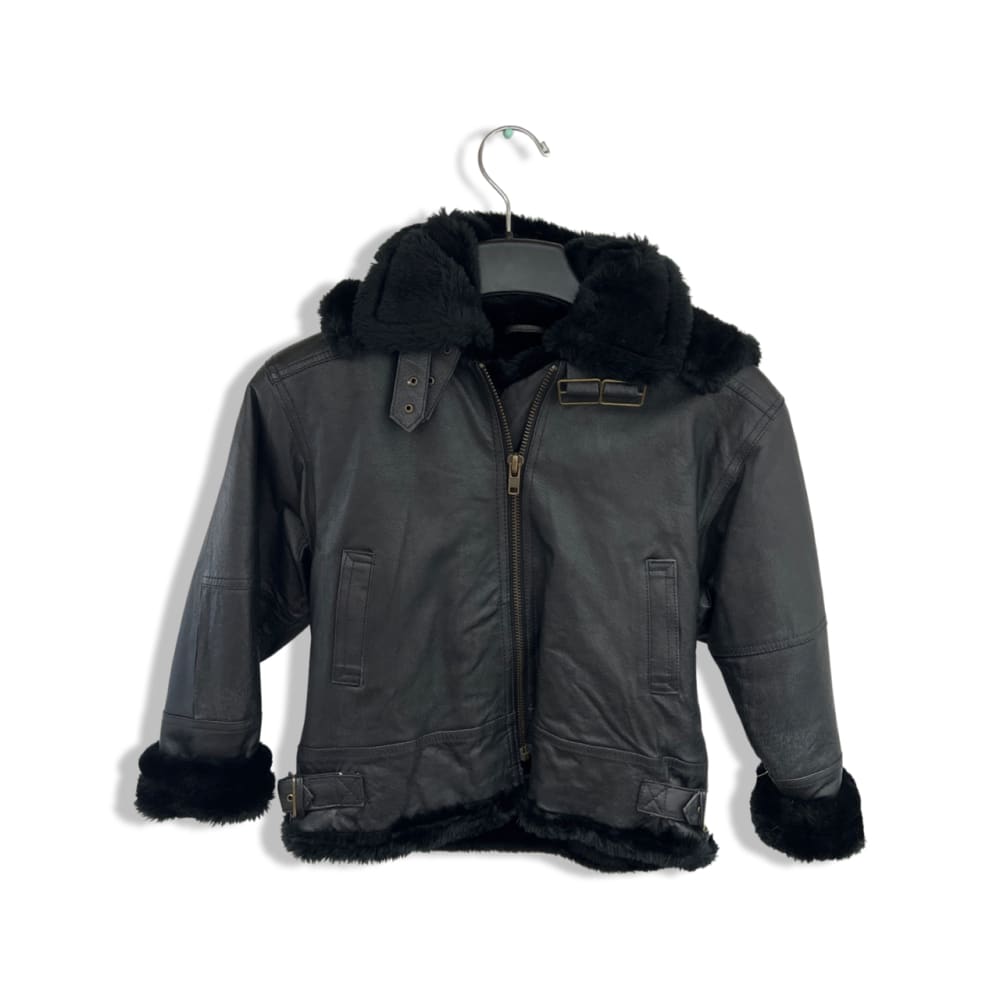Shebang Genuine Leather Coat with Detachable Hood - black /