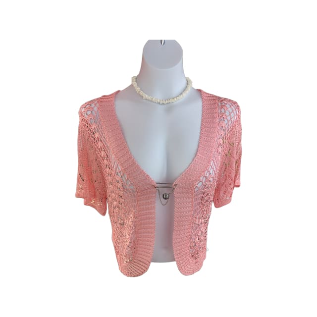 short sleeve cardigan - S/M / pink