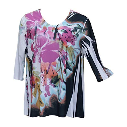 Sole Dione Studio Womenβs Orchid Flower Tunic Top - Back to